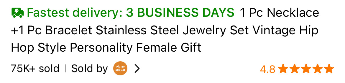 Stainless Steel Necklace and Bracelet Set Vintage Hip Hop