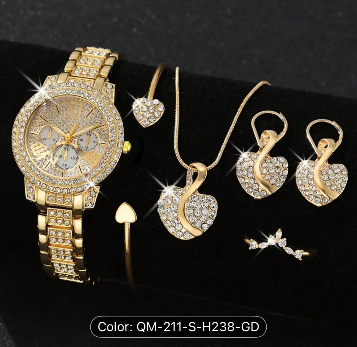 Six Piece Quartz Luxury Jewelry Set for Women Elegant Gift