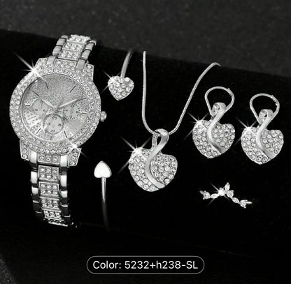 Six Piece Quartz Luxury Jewelry Set for Women Elegant Gift