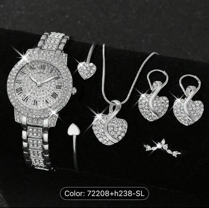 Six Piece Quartz Luxury Jewelry Set for Women Elegant Gift
