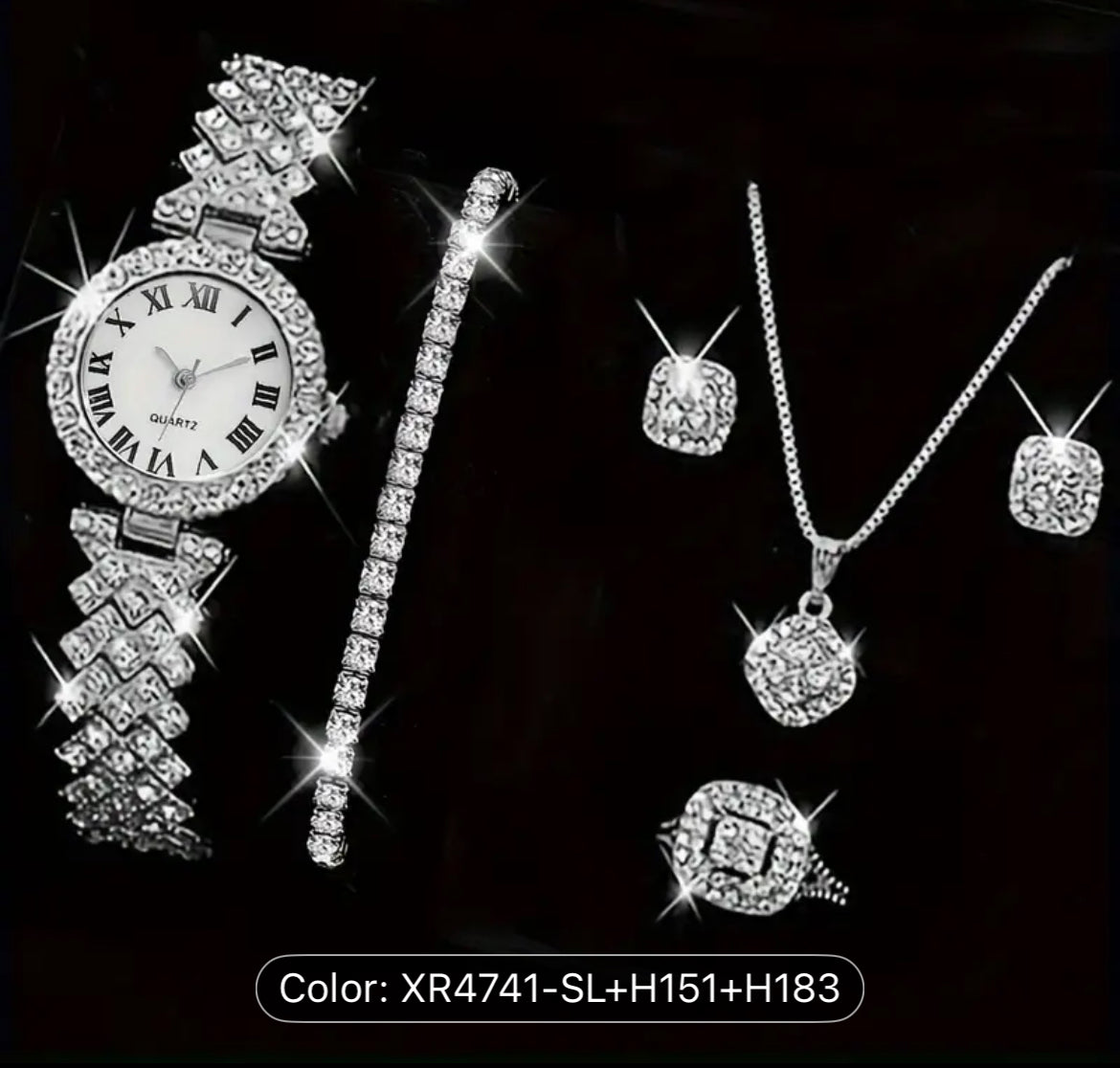 Six Piece Quartz Luxury Jewelry Set for Women Elegant Gift