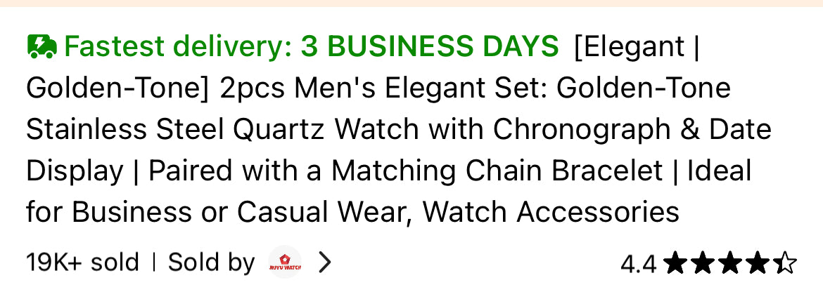 Men's Golden Quartz Watch And Bracelet Alloy Gift Set
