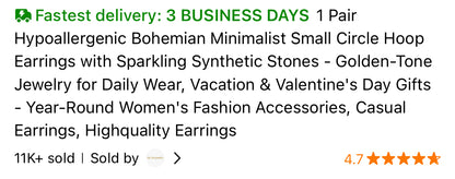 Copper Earrings 18K Gold Plated Gift For Valentine