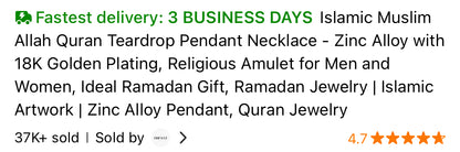 Zinc Alloy Islamic Necklace Lightweight Spiritual Jewelry