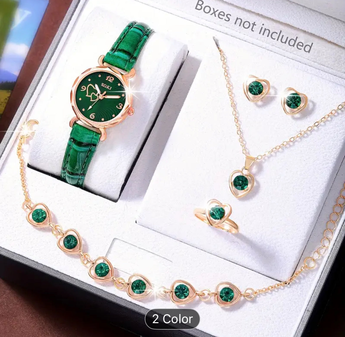 Ladies 6 Piece Fashionable Quartz Watch Set Two Colors