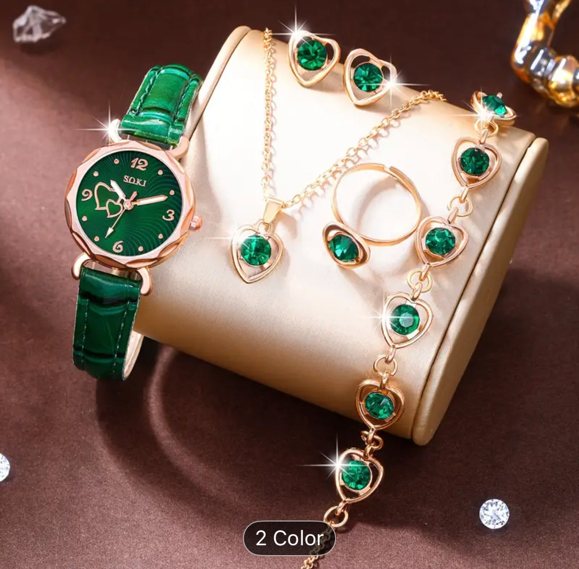Ladies 6 Piece Fashionable Quartz Watch Set Two Colors