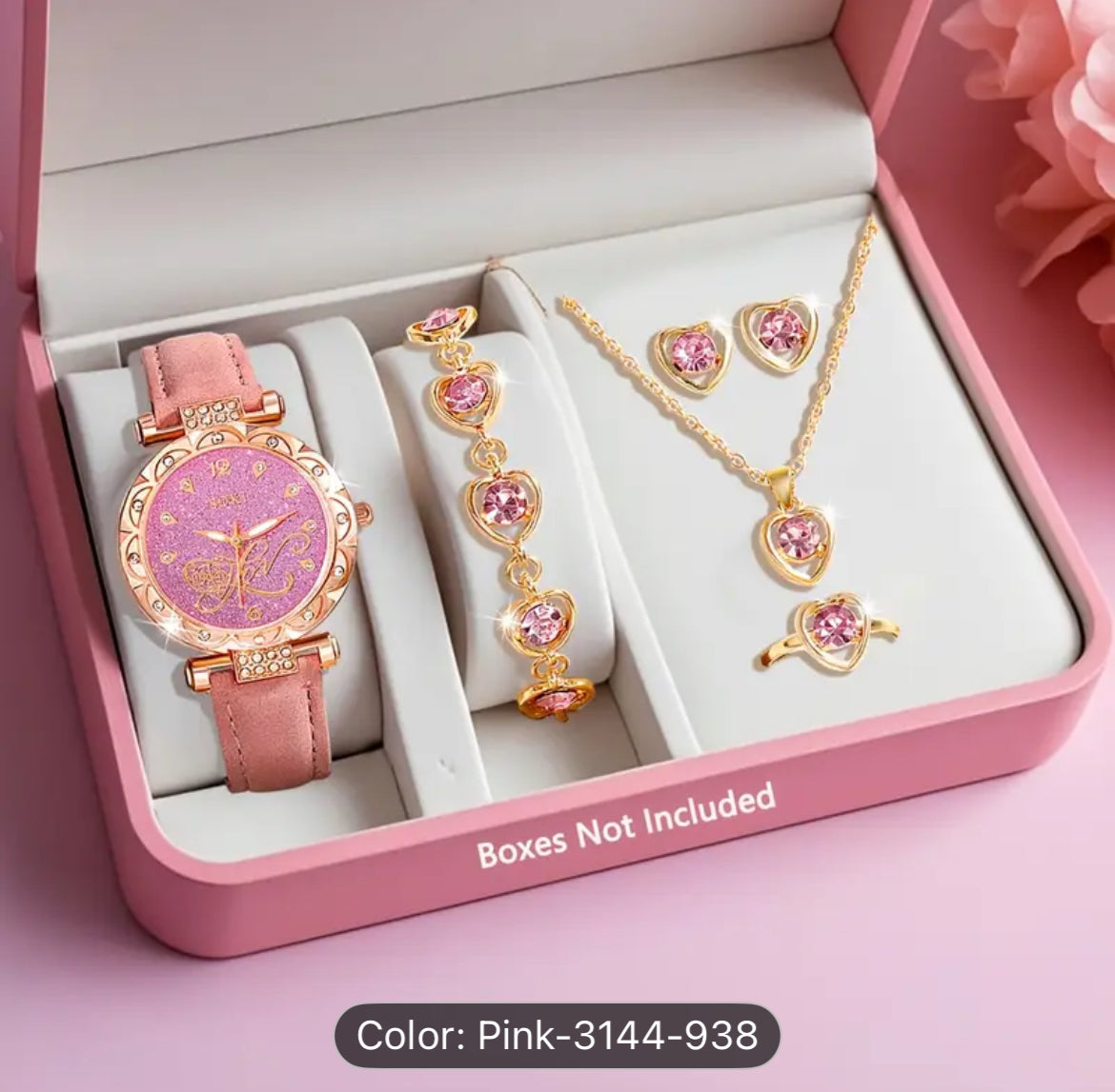 Ladies 6 Piece Fashionable Quartz Watch Set Two Colors