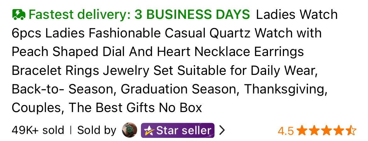 Ladies 6 Piece Fashionable Quartz Watch Set Two Colors