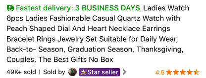 Ladies 6 Piece Fashionable Quartz Watch Set Two Colors