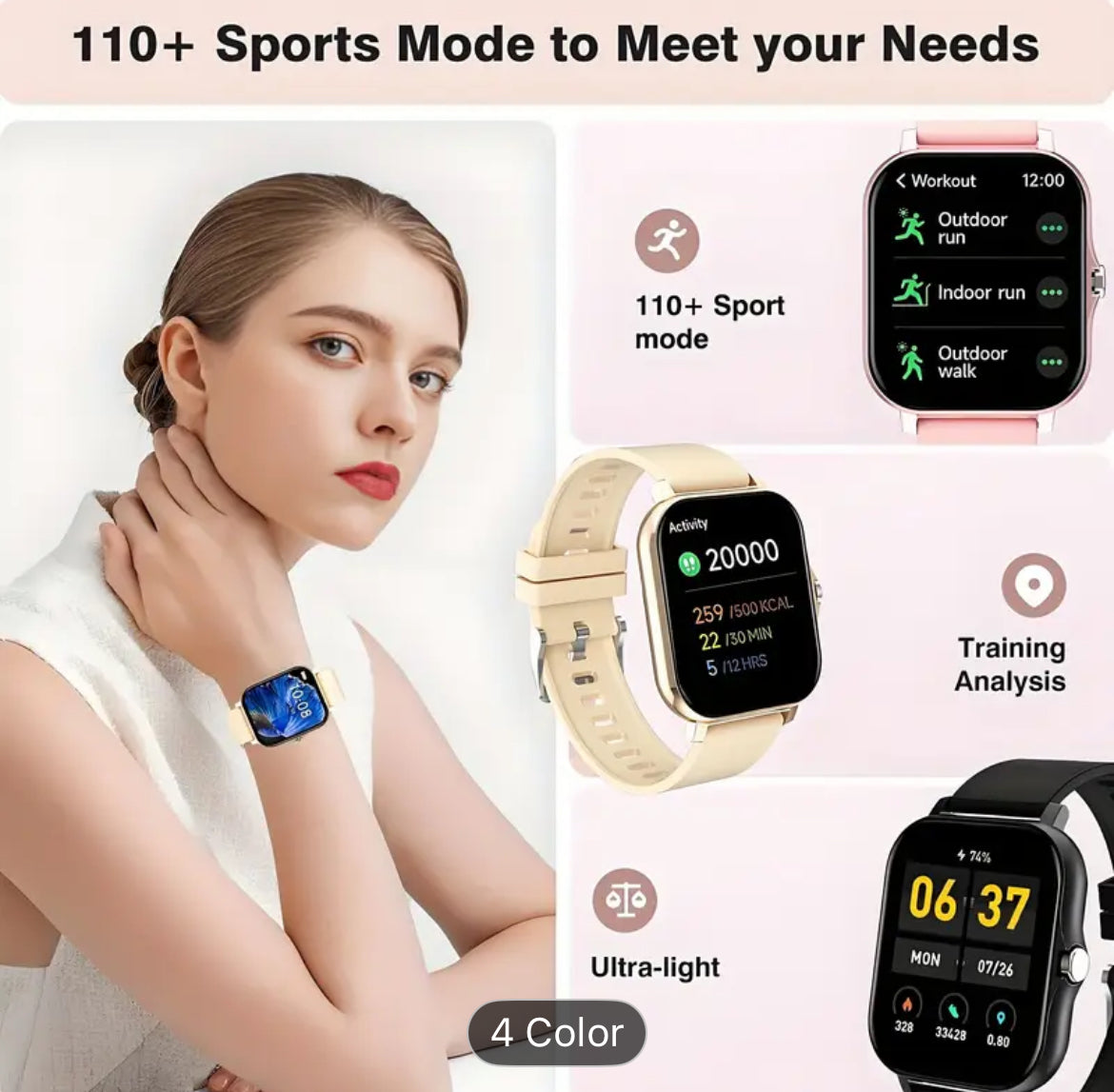 One Point Eight Three Inch Unisex Touch Screen Smart Watch