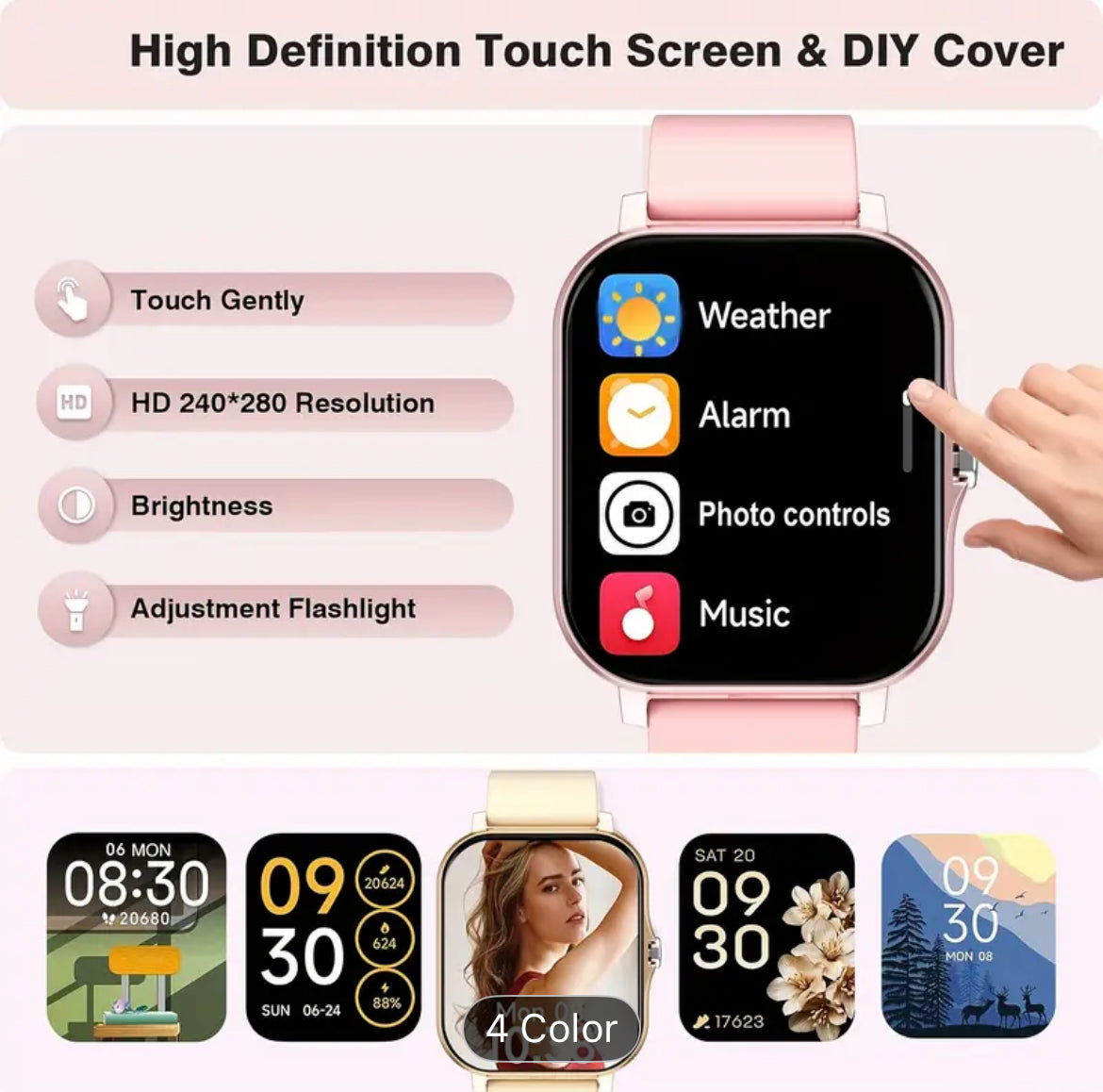 One Point Eight Three Inch Unisex Touch Screen Smart Watch