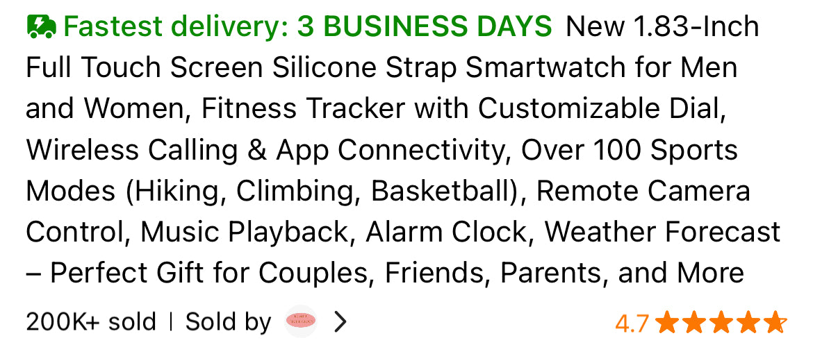One Point Eight Three Inch Unisex Touch Screen Smart Watch