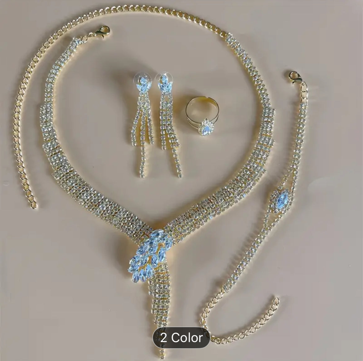 Elegant Women Crystal Set 4 Piece Jewelry Gift Box