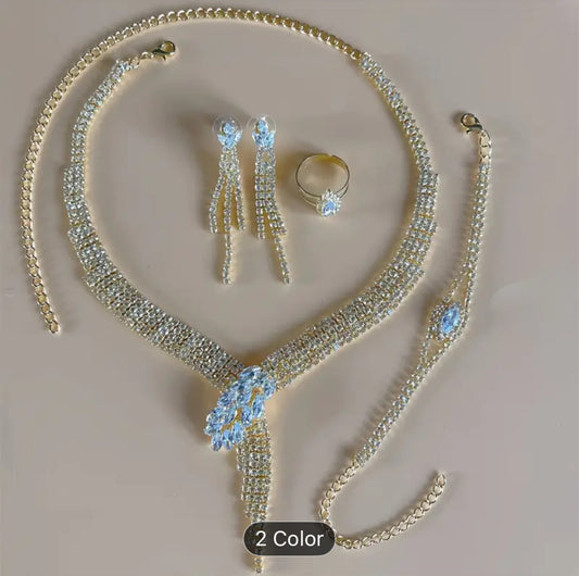 Elegant Women Crystal Set 4 Piece Jewelry Gift Box