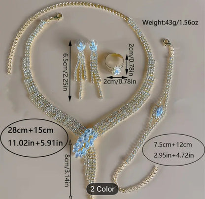 Elegant Women Crystal Set 4 Piece Jewelry Gift Box