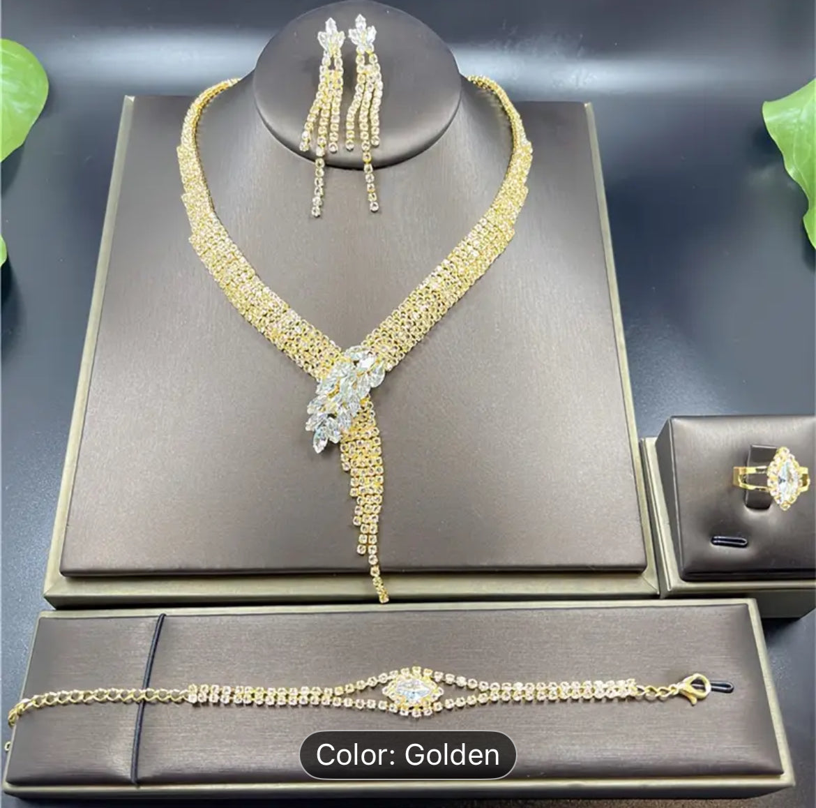 Elegant Women Crystal Set 4 Piece Jewelry Gift Box