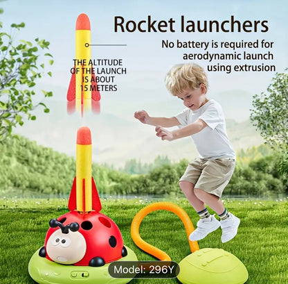 3 In 1 Kids Musical Jump Rocket Stomp And Launch Ring Toss