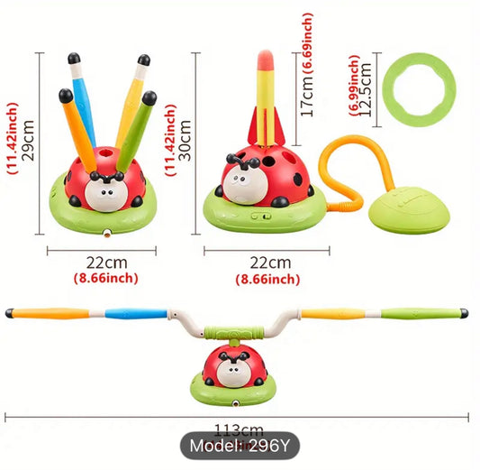 3 In 1 Kids Musical Jump Rocket Stomp And Launch Ring Toss