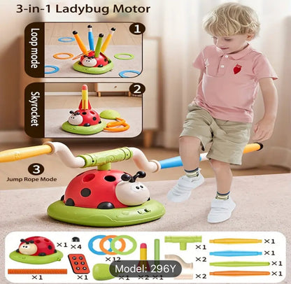 3 In 1 Kids Musical Jump Rocket Stomp And Launch Ring Toss