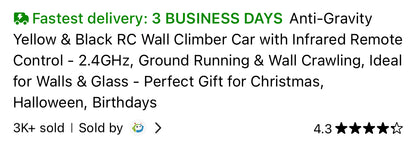 Wall Climber Car Zero Gravity Toy for Kids and Adults