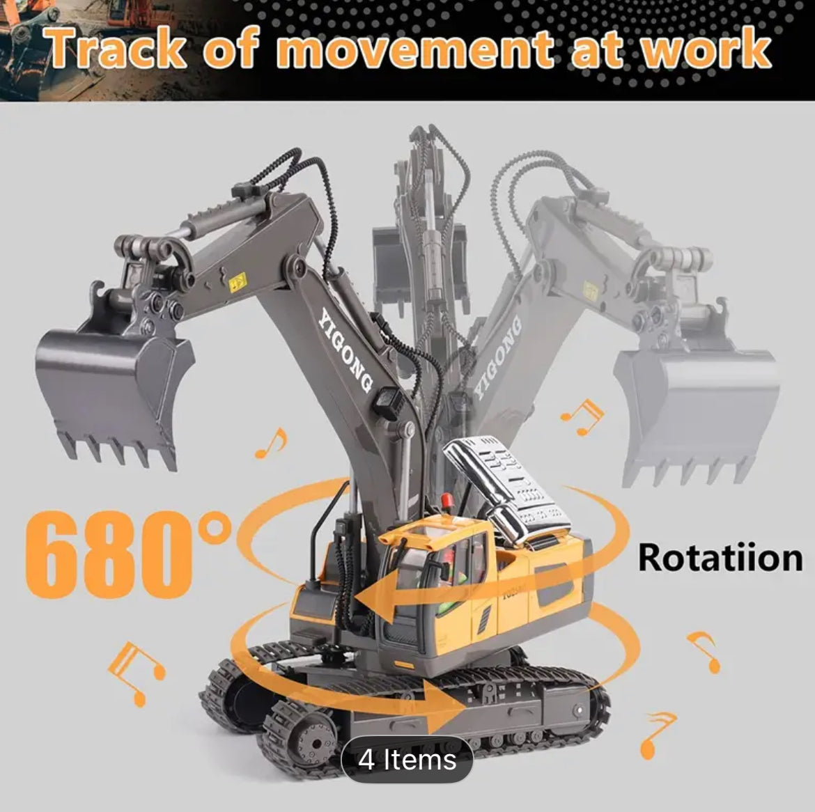 11 Channel Alloy Control Excavator Remote Control toy for kids