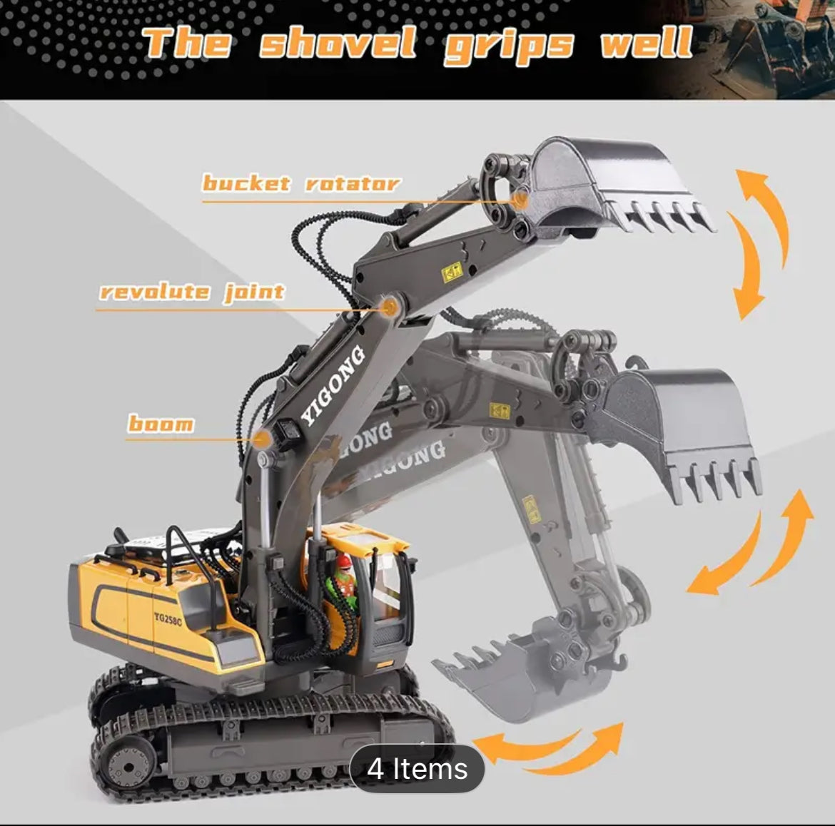 11 Channel Alloy Control Excavator Remote Control toy for kids
