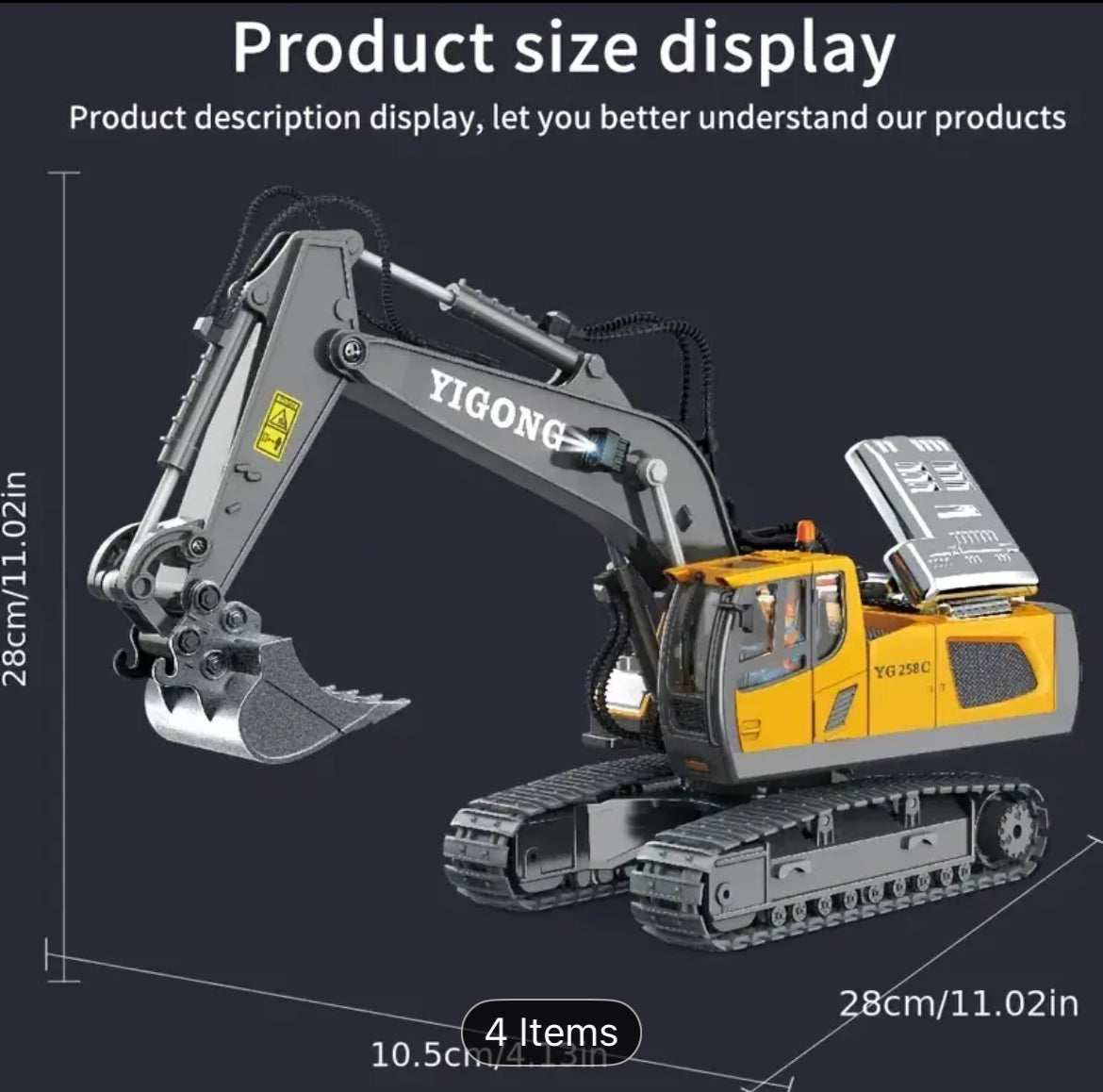 11 Channel Alloy Control Excavator Remote Control toy for kids