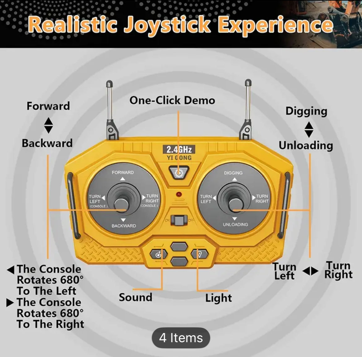 11 Channel Alloy Control Excavator Remote Control toy for kids