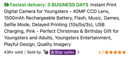 Kids Camera Printer All In One Photo Toy Creative Play