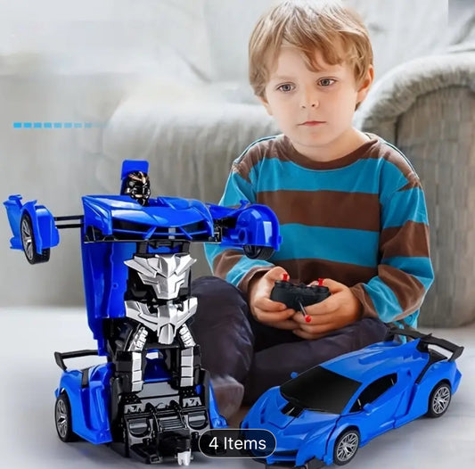 2 In 1 Remote Control Robot Blue Red Police Theme Toy