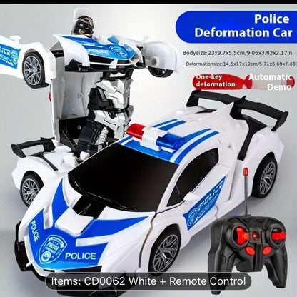 2 In 1 Remote Control Robot Blue Red Police Theme Toy