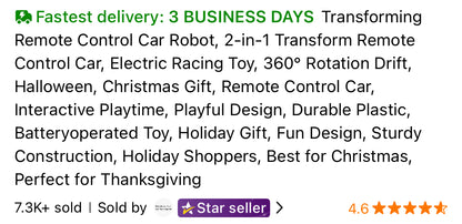 2 In 1 Remote Control Robot Blue Red Police Theme Toy
