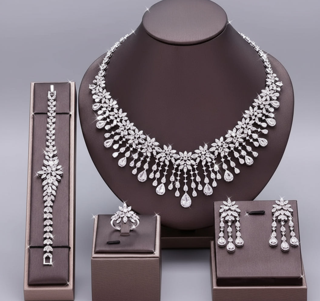 Elegant white Bridal Jewelry set - Shoppy