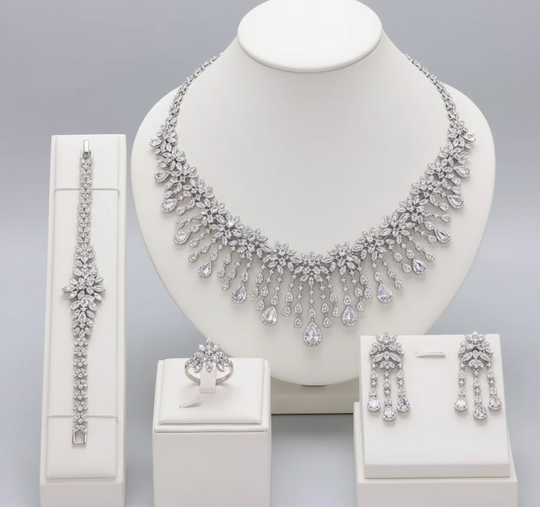 Elegant white Bridal Jewelry set - Shoppy