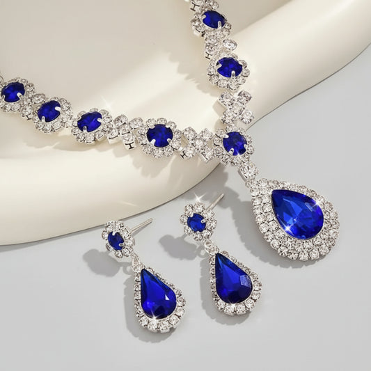 3pcs Wedding Women's Fashion Jewelry Set with Tassel Lab-Grown Earrings and Necklace, Luxurious Party Accessories - Shoppy