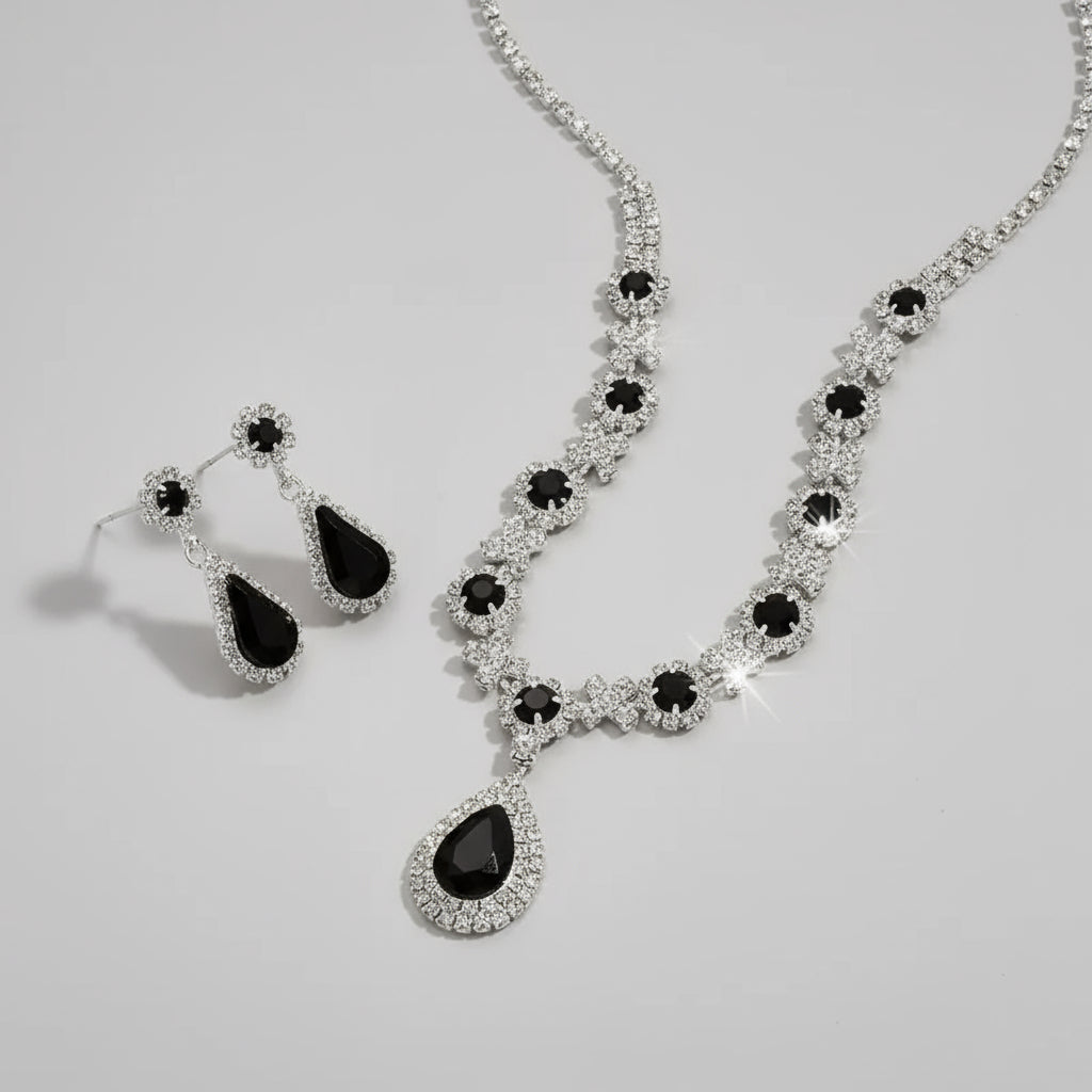 3pcs Wedding Women's Fashion Jewelry Set with Tassel Lab-Grown Earrings and Necklace, Luxurious Party Accessories - Shoppy