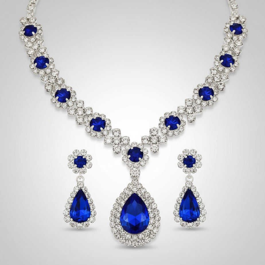 3pcs Wedding Women's Fashion Jewelry Set with Tassel Lab-Grown Earrings and Necklace, Luxurious Party Accessories - Shoppy