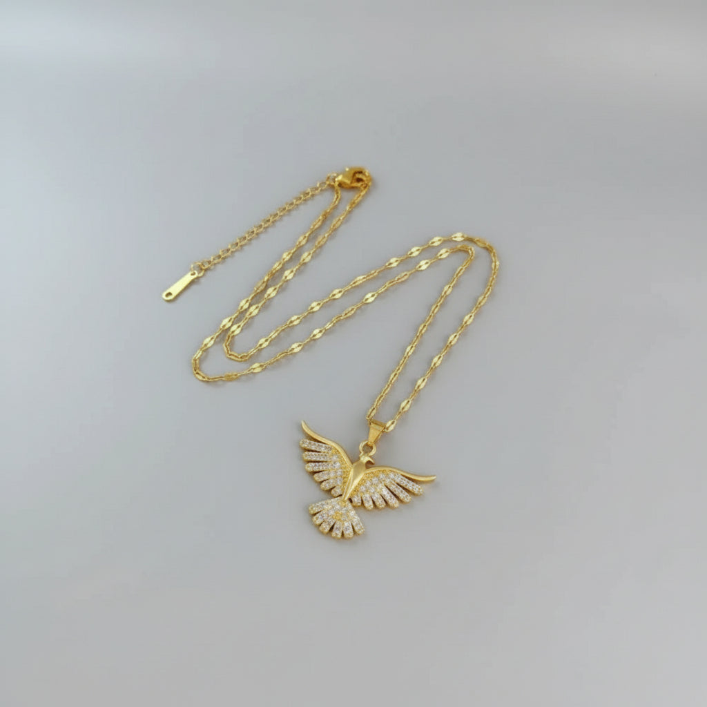 1pc Elegant Phoenix Bird Pendant Necklace, Zinc Alloy with Rhinestone Mosaic, Stainless Steel Chain for Women, Party Luxury Jewelry, Perfect for Winter, New Year - Shoppy