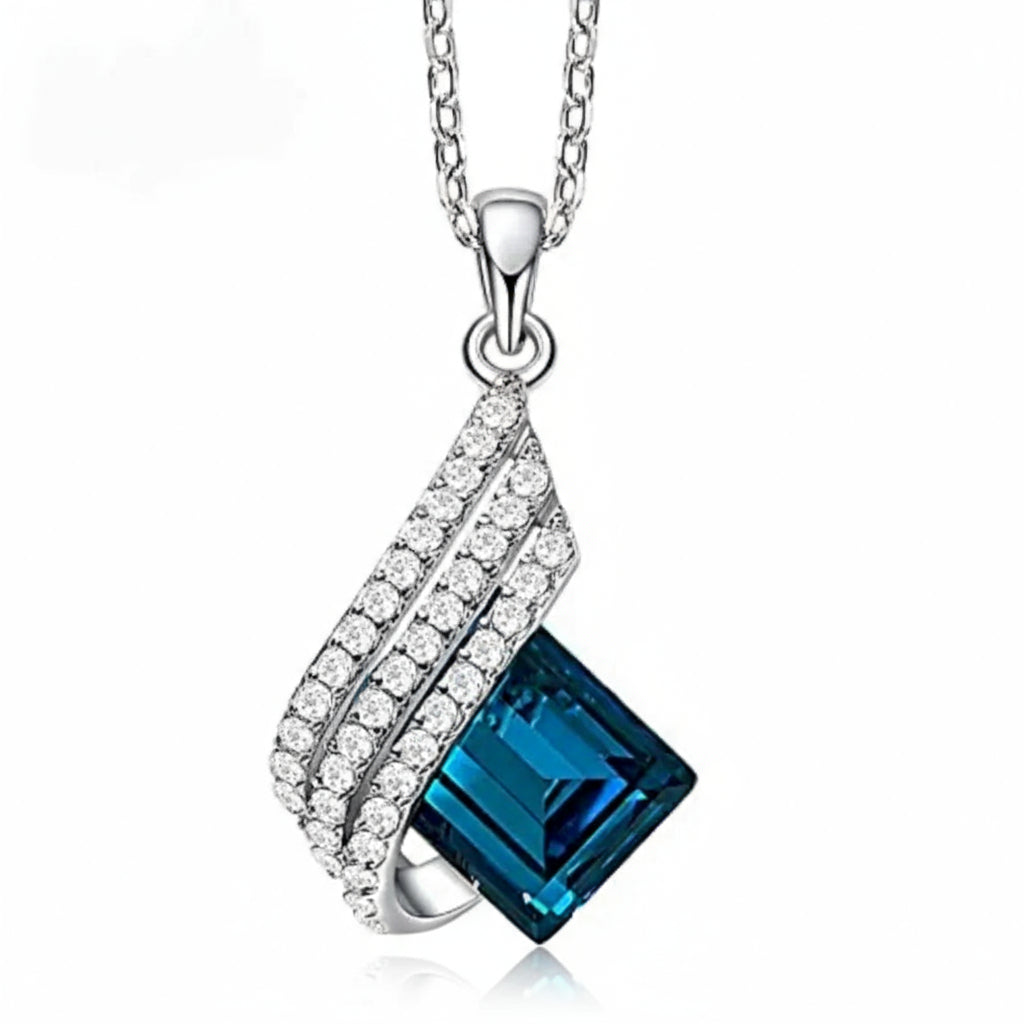 Luxurious Blue Angel Wings Pendant Necklace Set - Alloy Craftsmanship, Sparkling Jewelry Gift for Men and Women - Shoppy