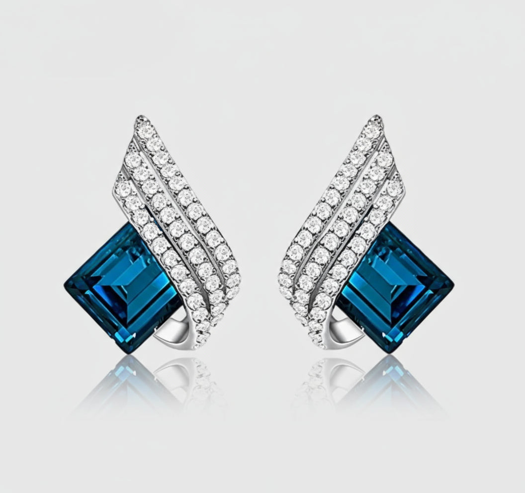 Luxurious Blue Angel Wings Pendant Necklace Set - Alloy Craftsmanship, Sparkling Jewelry Gift for Men and Women - Shoppy