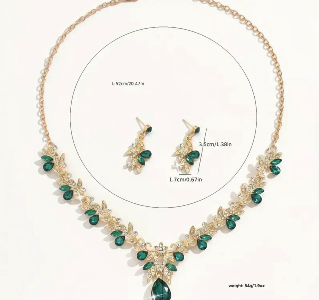 Wedding Dress Accessories Bridal Jewelry Butterfly Clavicle Necklace 1pc + 1 Pair of Earrings 2pcs Set - Shoppy