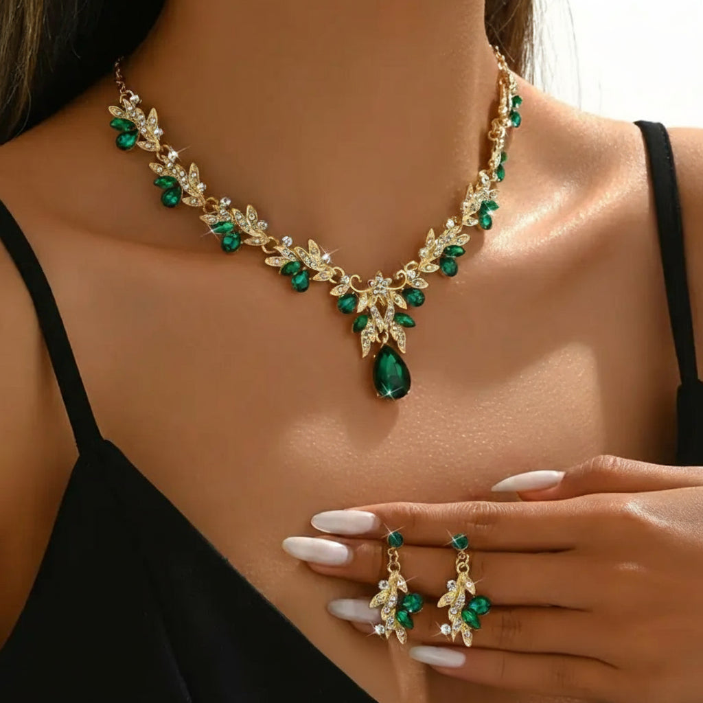 Wedding Dress Accessories Bridal Jewelry Butterfly Clavicle Necklace 1pc + 1 Pair of Earrings 2pcs Set - Shoppy