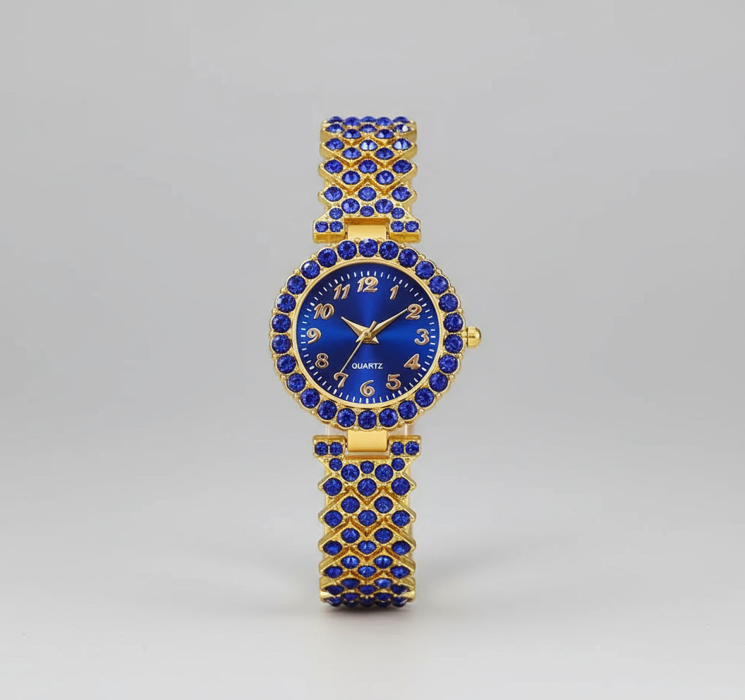 Fashionable Ladies' Quartz Wrist Watch Set with Heart-Shaped Jewelry - 6pcs Alloy Round Case Timepieces, Earrings, Necklace, Ring Set with Electronic Movement And Non-Rechargeable Button Battery - Shoppy