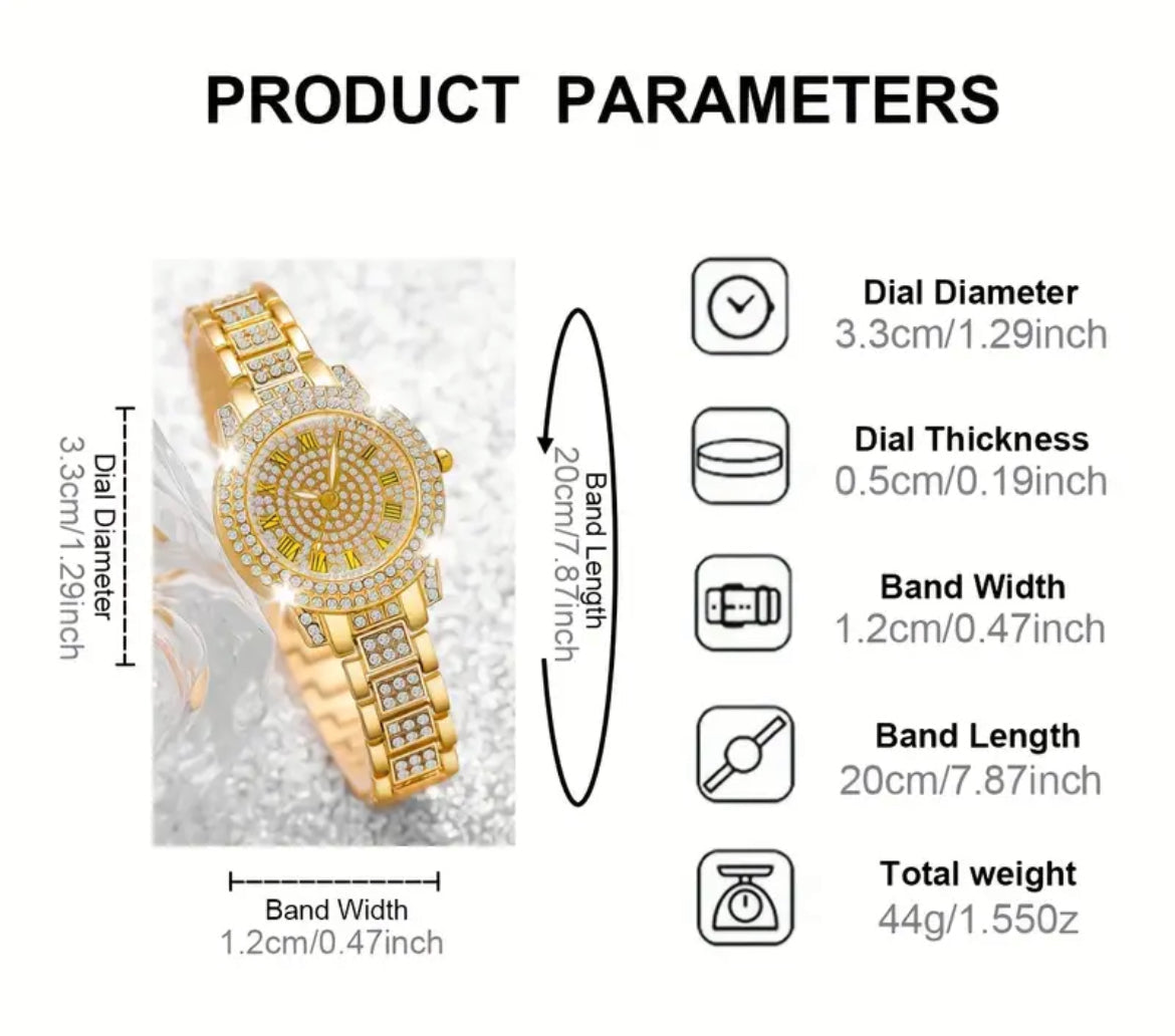 1pc Elegant Women'S Quartz Watch with Rhinestone Embellishments and Infinity Bracelet, Alloy Band and Case, Casual Style, Button Battery - Fashion Accessory Set - Shoppy