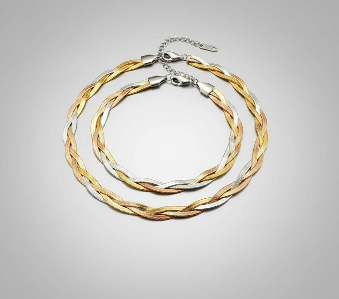 Stainless Steel Necklace and Bracelet Set Vintage Hip Hop - Shoppy