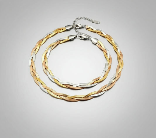 Stainless Steel Necklace and Bracelet Set Vintage Hip Hop - Shoppy