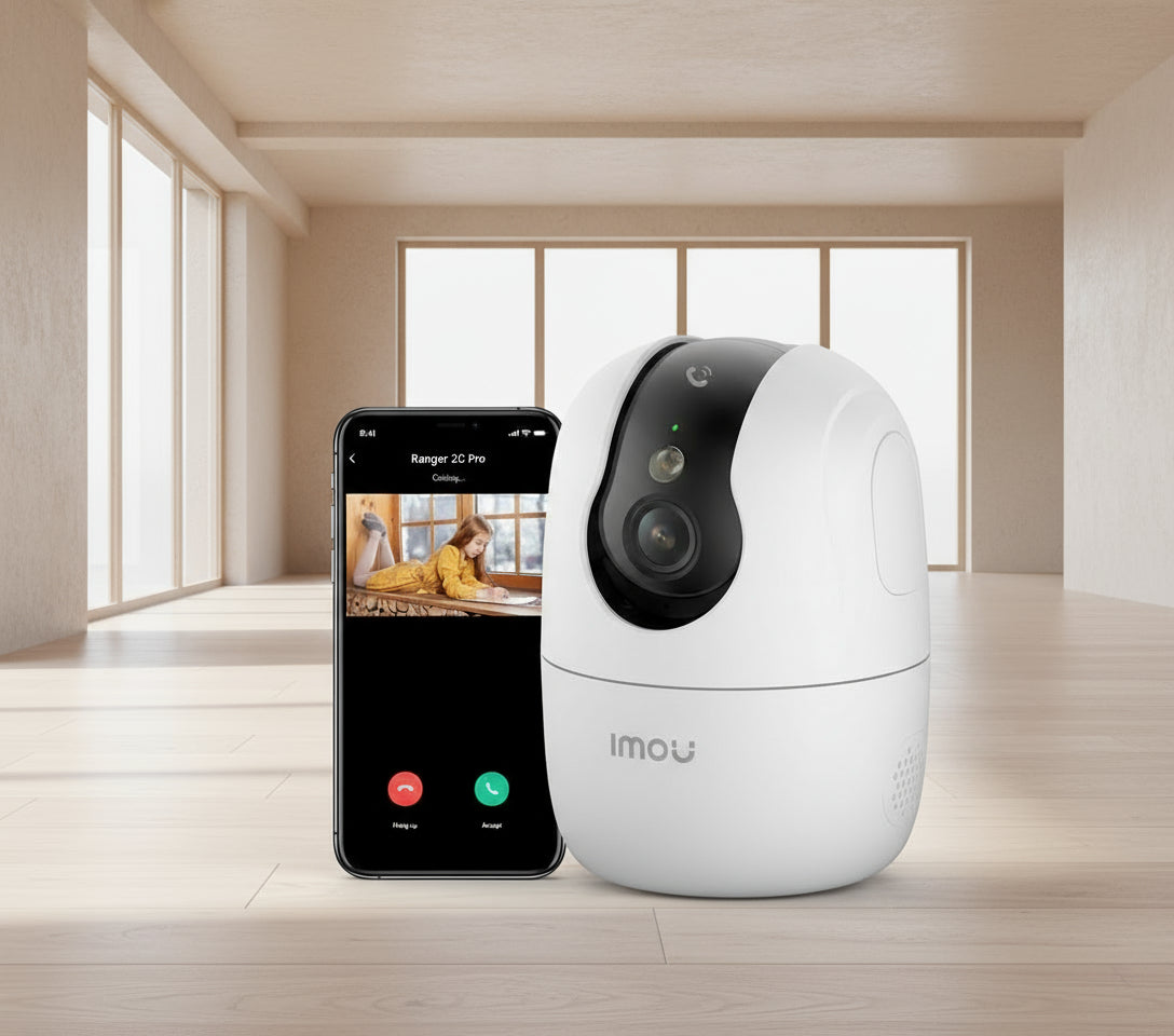 3K FHD 360 Degree Security Camera (White), Supports Up to 256GB SD Card, WiFi and Ethernet Connection, Alexa Google Assistant, Human Detection, Night Vision Ranger2 5MP