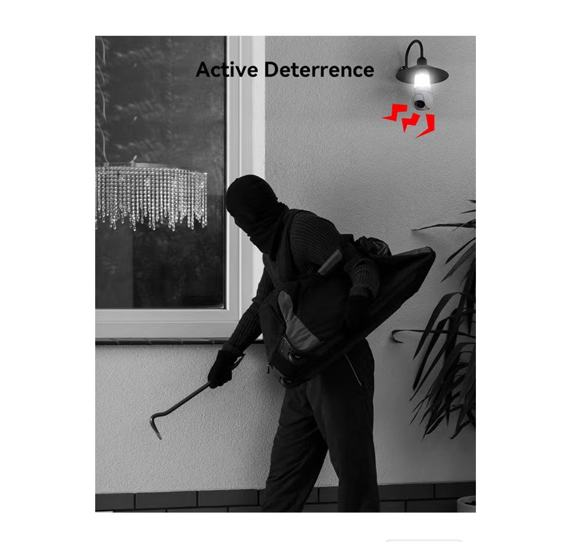 2K Bulb Camera 3MP, Full Color Night Vision, 2-Way Audio, Smart Tracking, AI Human & Vehicle Detection, Privacy Mode, Active Deterrence