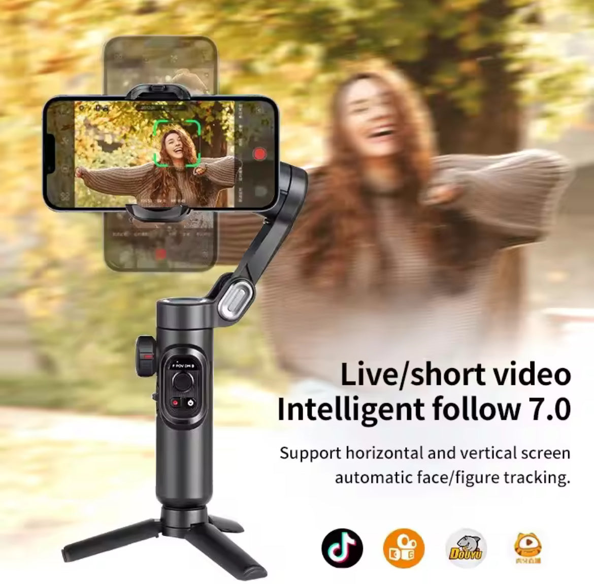 AOCHUAN 3-Axis Handheld Gimbal Stabilizer SmartXE for Smartphone for iPhone Android AI Face Tracking TikTok Vlog