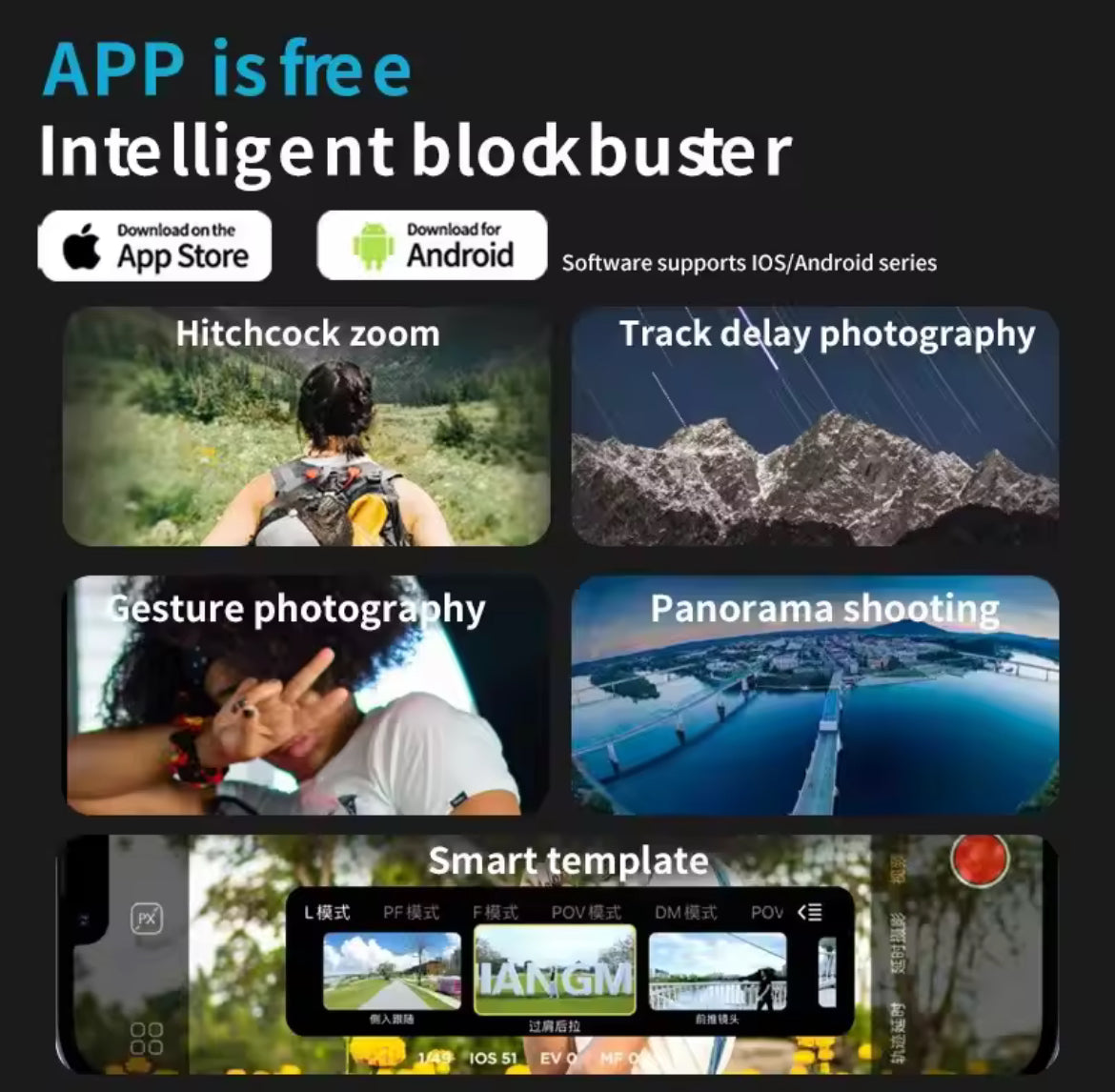 AOCHUAN 3-Axis Handheld Gimbal Stabilizer SmartXE for Smartphone for iPhone Android AI Face Tracking TikTok Vlog